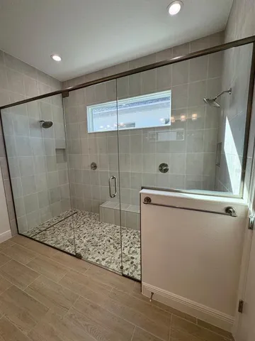 a bathroom with a shower