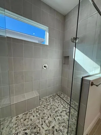 a bathroom with a shower