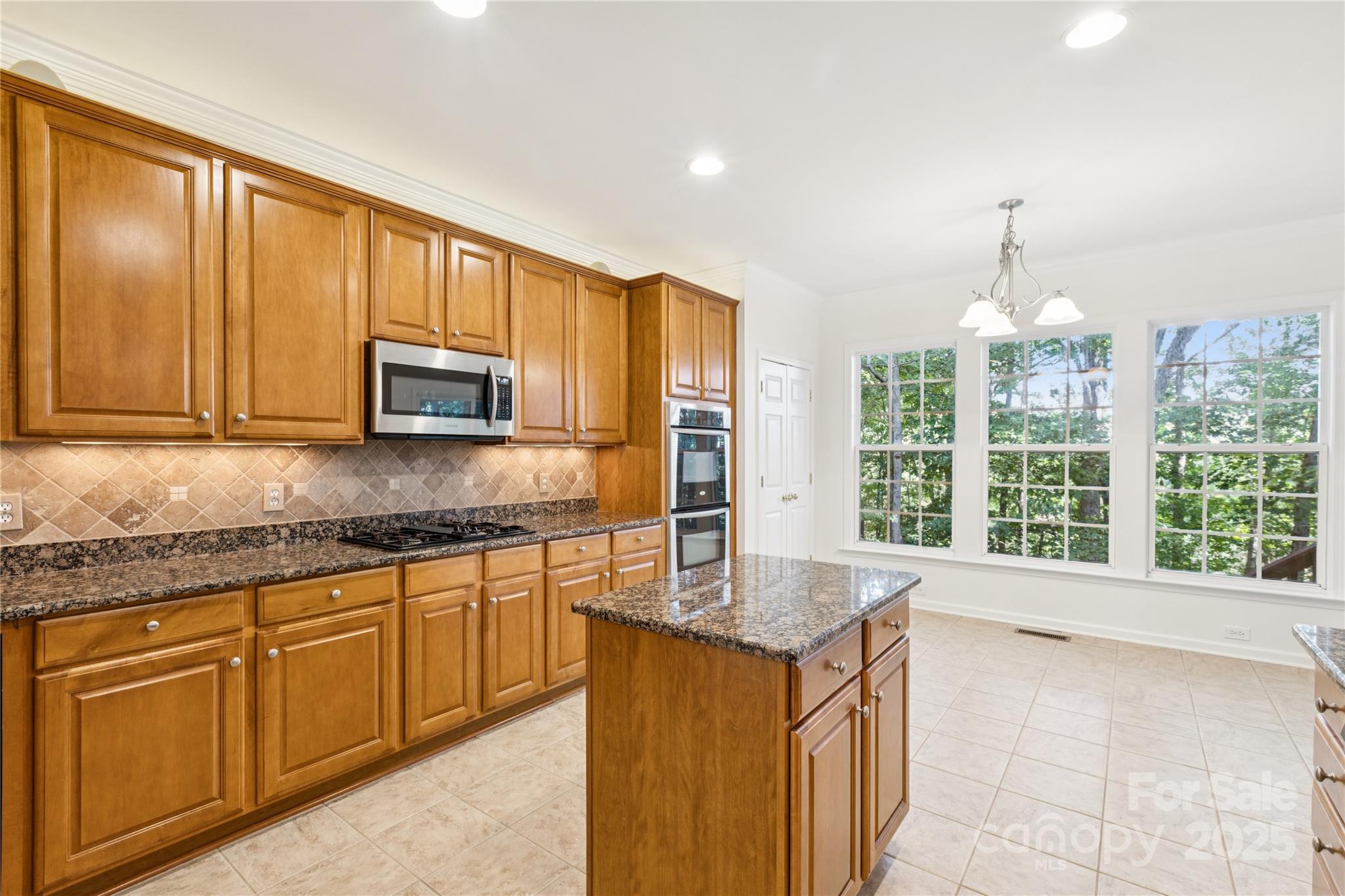 1627 Scotch Pine Lane Tega Cay, SC 29708 - Photo 11 of 48 a large kitchen with granite countertop a stove a sink dishwasher a microwave oven with a large window