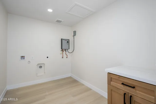 a view of small space with racks on the wall