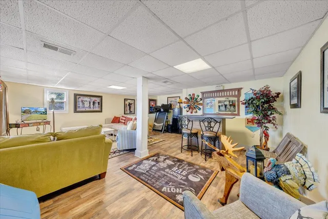 a view of a lake with a mountain in the background
