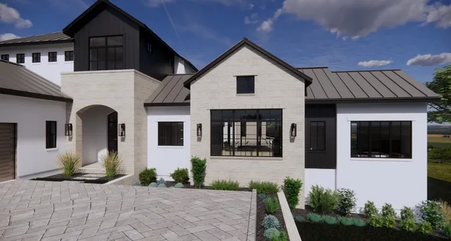 a dining room with furniture and a floor to ceiling window