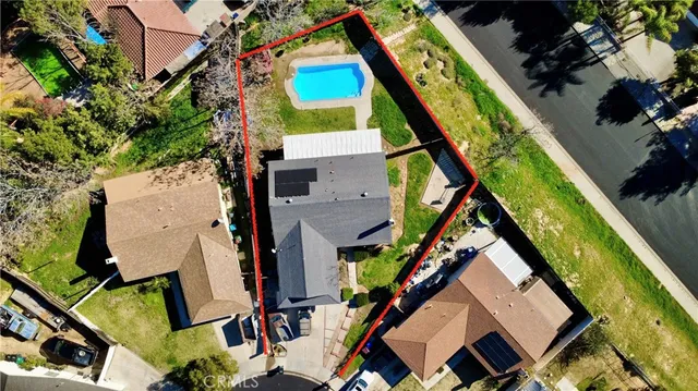 an aerial view of a house