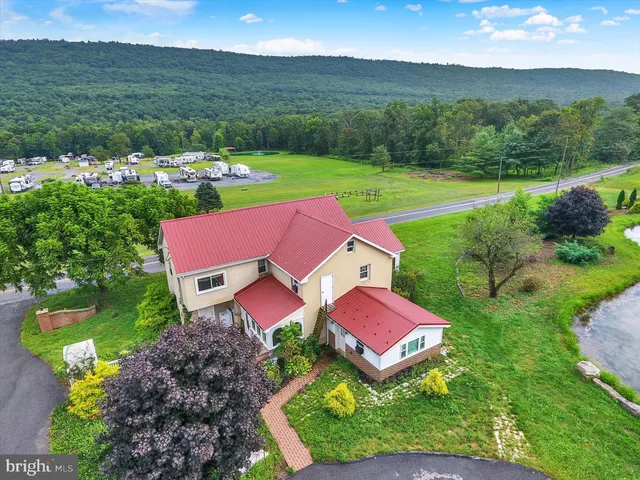 a view of a lake with a houses