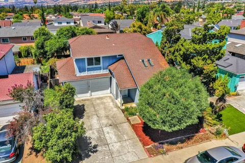 an aerial view of a house