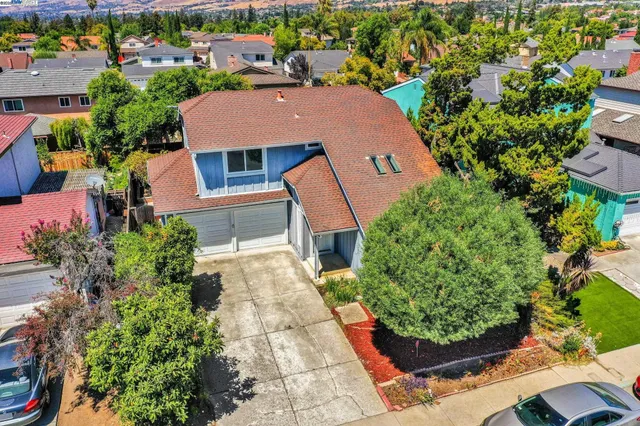 an aerial view of a house