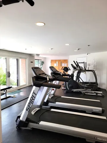 a room with gym equipment