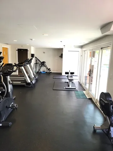 a view of a room with gym equipment