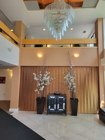 a view of a lobby with furniture