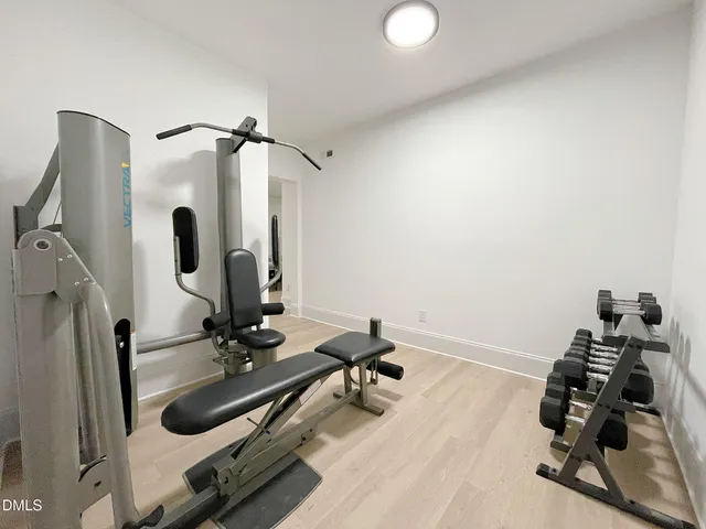 a view of a room with gym equipment