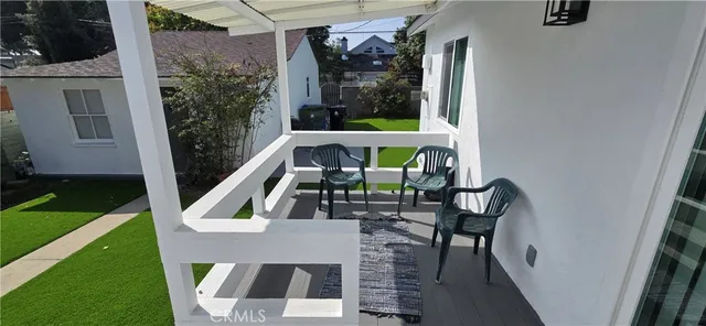 an outdoor space with seating