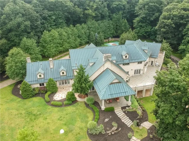 an aerial view of a house