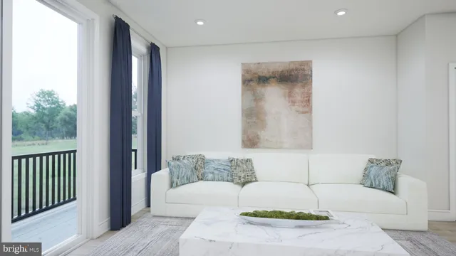 a living room with furniture and a couch