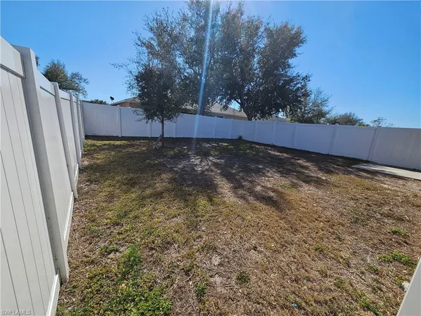 a view of a backyard with trees
