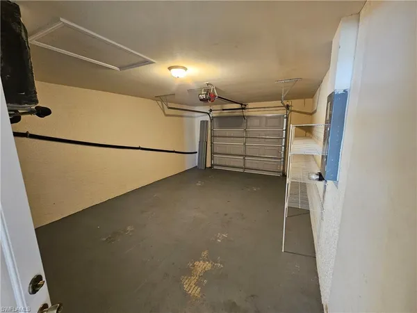 a view of a room with racks on the wall