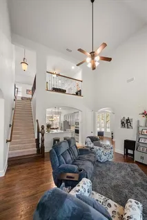 a living room with furniture