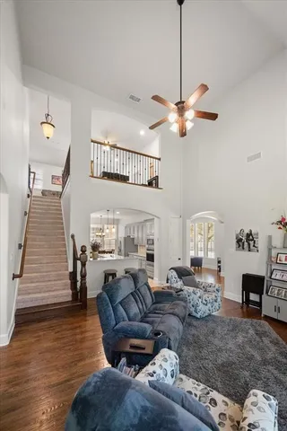 a living room with furniture