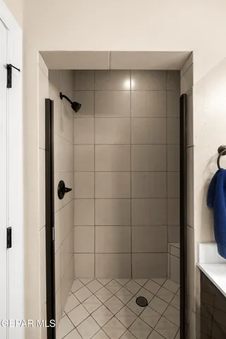 a bathroom with a shower