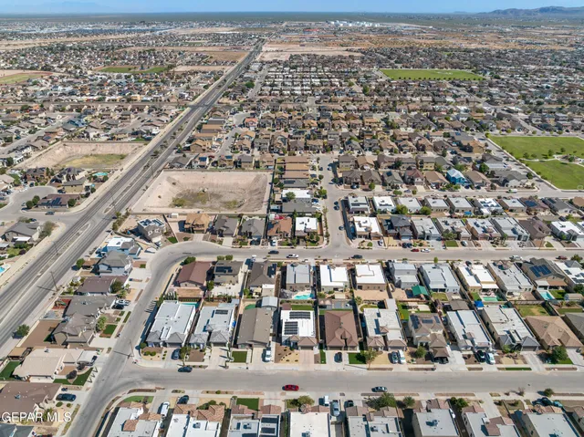 an aerial view of a city