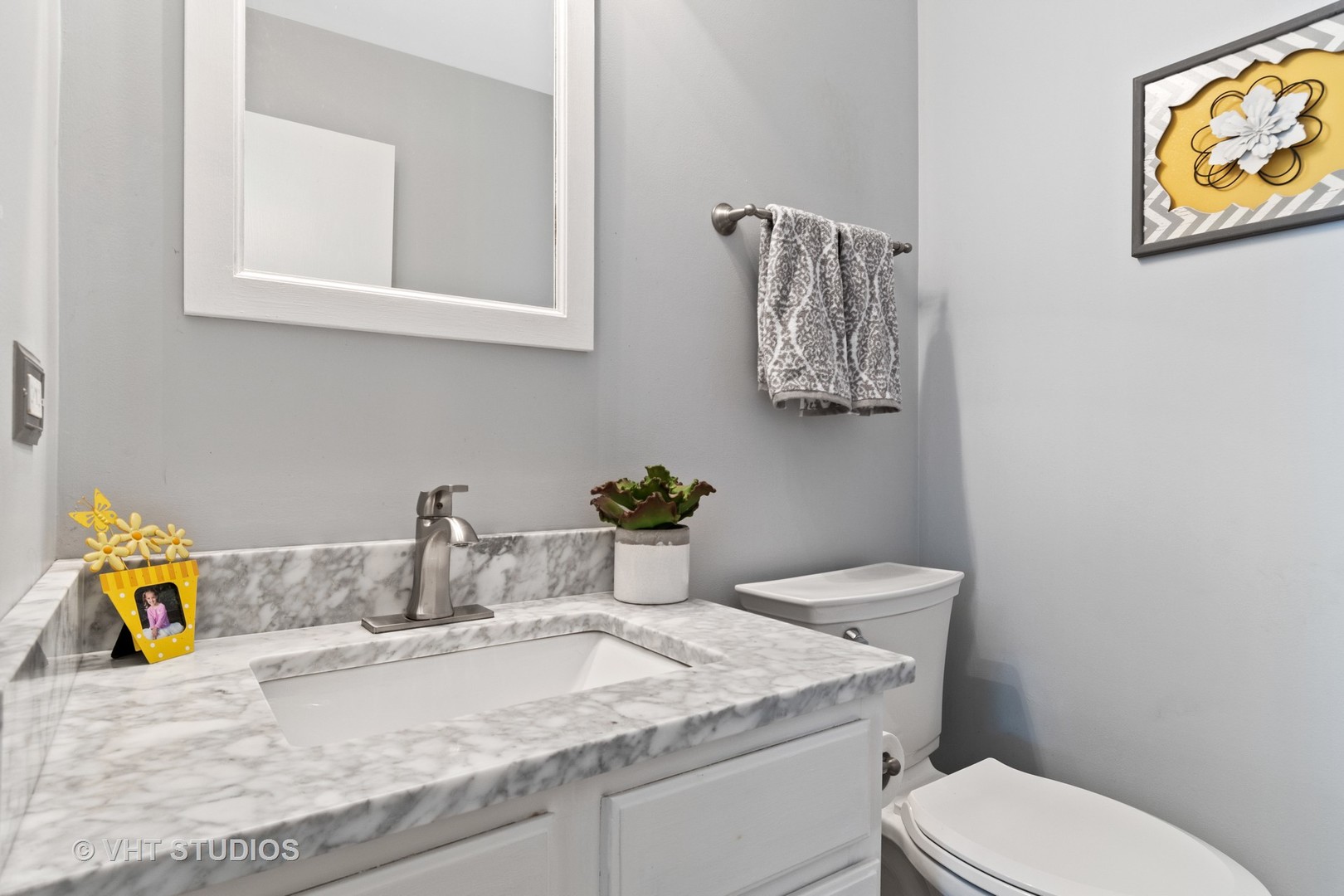 1949 Crestview Circle Romeoville, IL 60446 - Photo 15 of 18 a bathroom with a granite countertop toilet sink and mirror