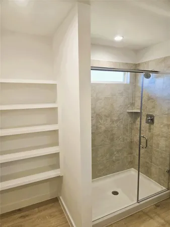 a bathroom with a shower