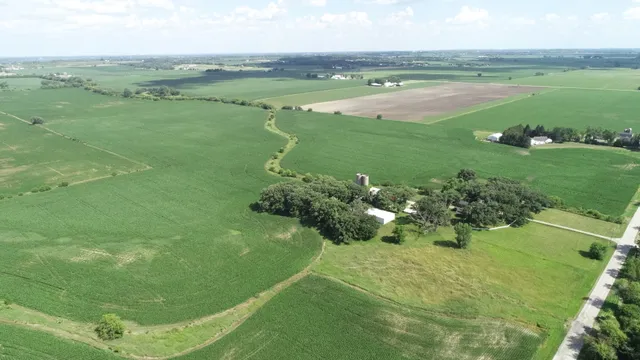 a view of a lake with a big yard
