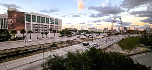 a view of water fountain in front of building
