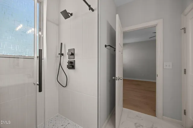 a bathroom that has a shower