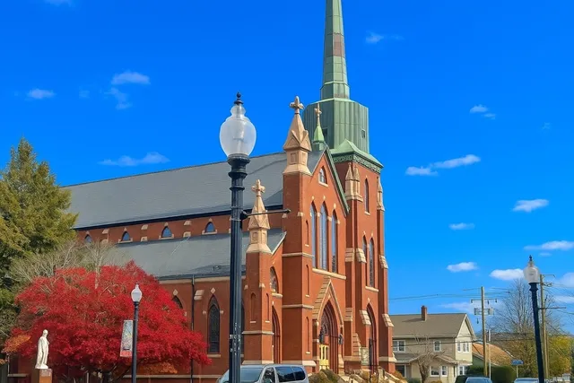 a front view of a building with glass windows