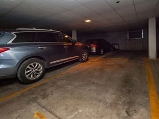 a car parked in a garage
