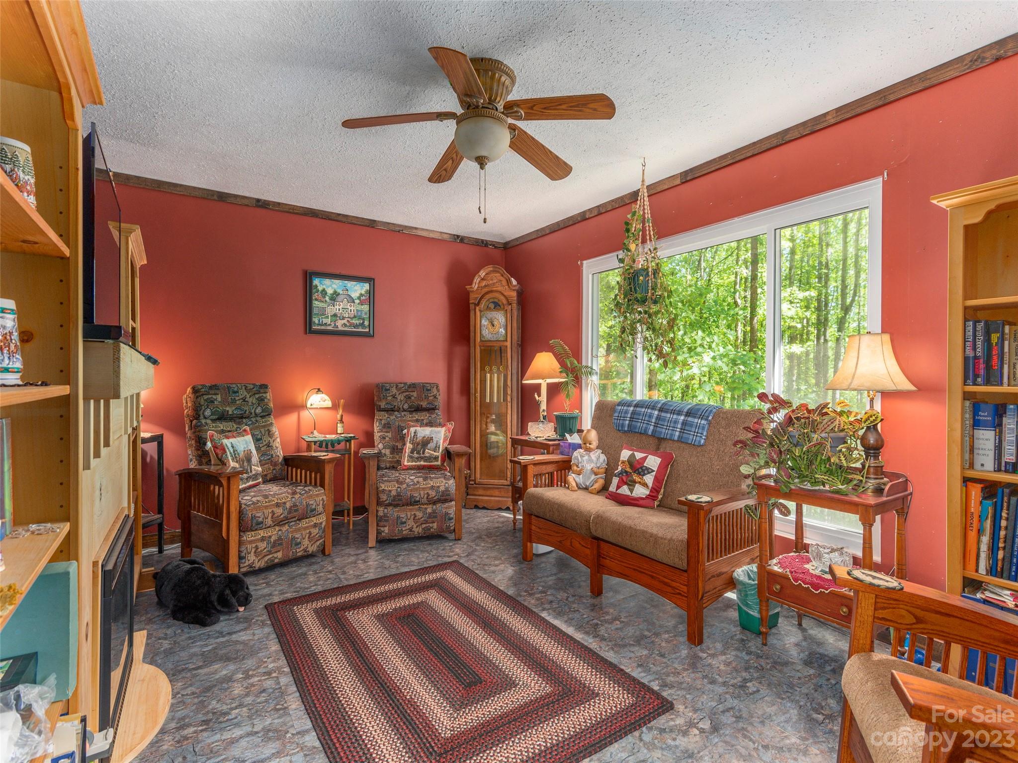 291 Dickinson Drive Clyde, NC 28721 - Photo 4 of 27 a living room with furniture a ceiling fan and a rug