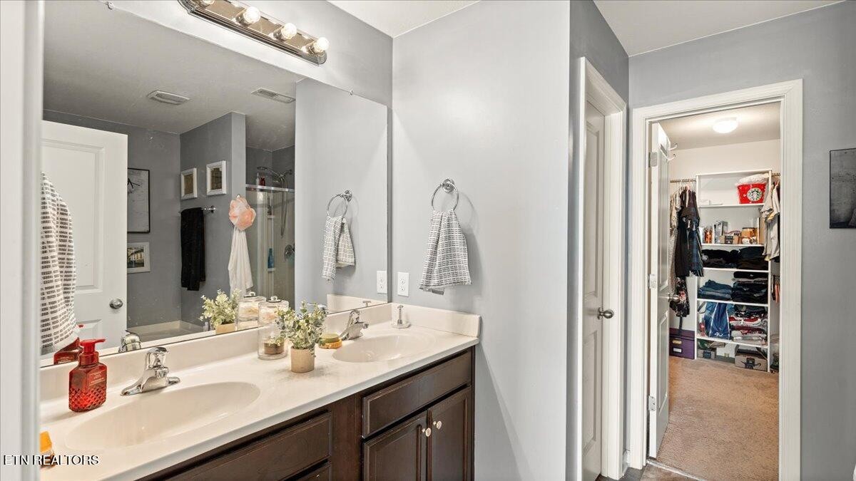 1816 River Poppy Road Mascot, TN 37806 - Photo 30 of 52 a bathroom with a sink double vanity and a mirror