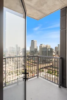 a view of a city from a balcony