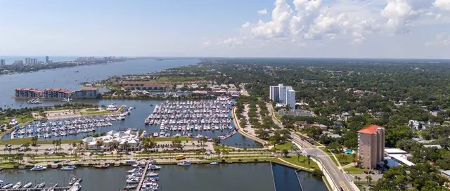 a view of a city with tall buildings