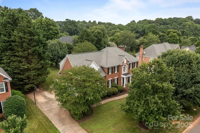 an aerial view of a house