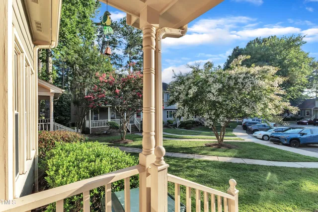 a view of a porch with a yard