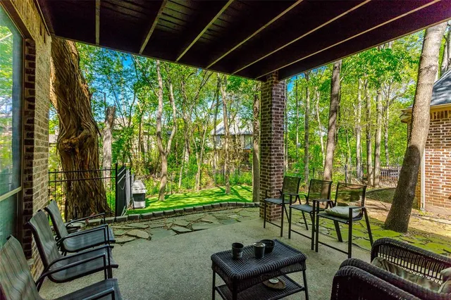 a building outdoor space with patio