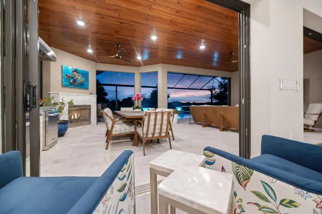 a view of a swimming pool with a patio