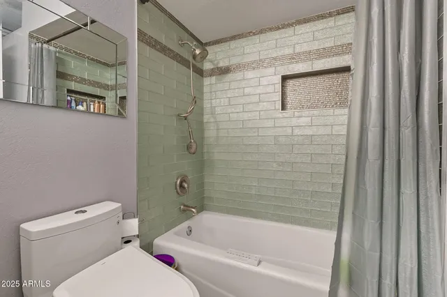 a white toilet sitting next to a bath tub