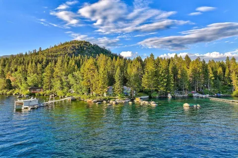 a view of a lake with houses