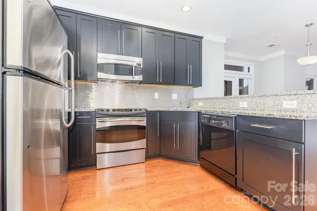 a close view of a stove and a kitchen