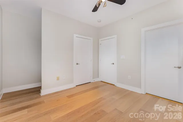 a view of an empty walk in closet