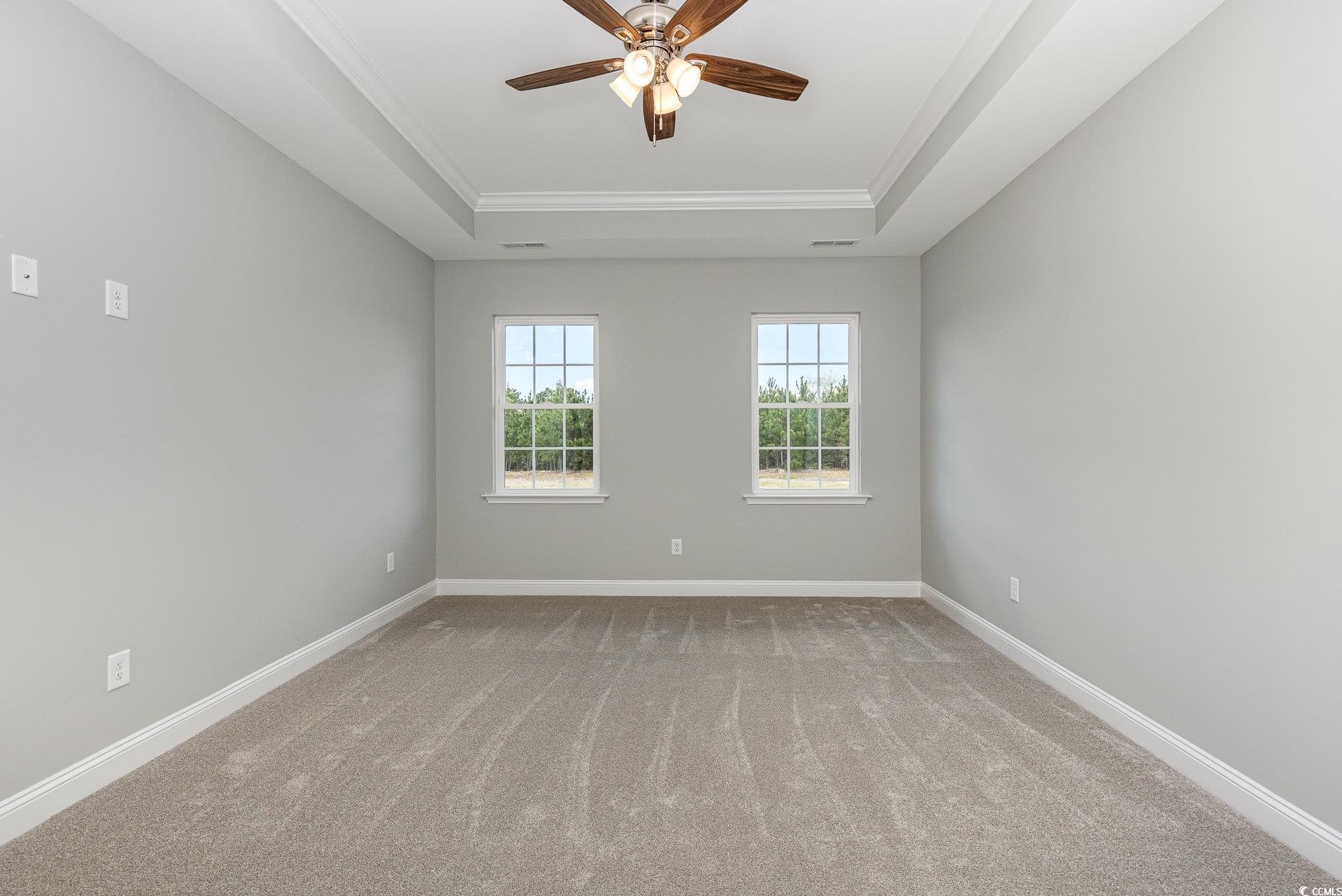 363 Log Cabin Road Loris, SC 29569 - Photo 17 of 30 Empty room featuring carpet floors, a raised ceili