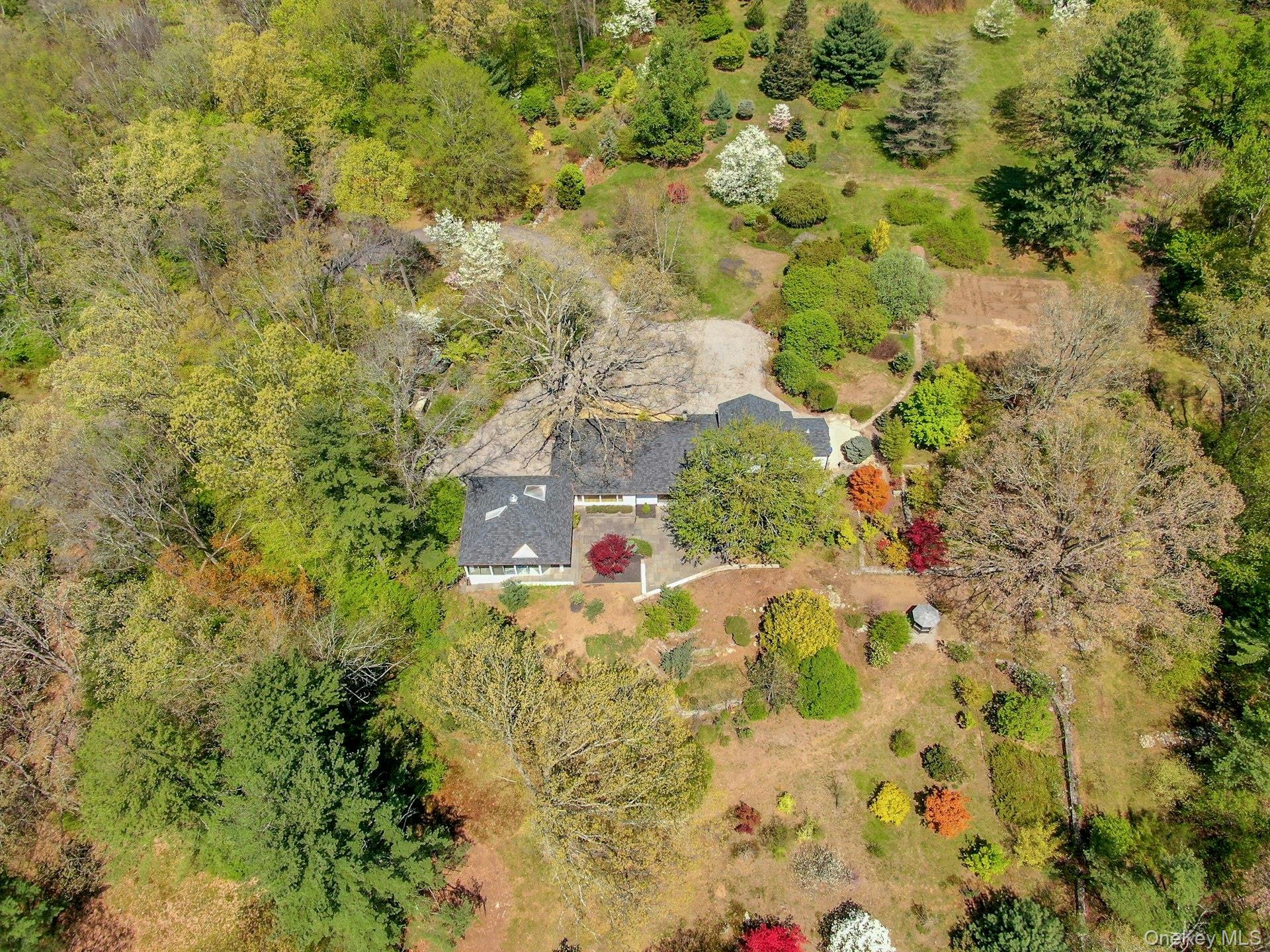 380 Cross River Road Katonah, NY 10536 - Photo 36 of 39 Arial view - Colorful trees punctuate the property