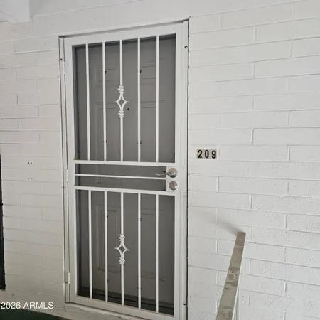 a view of wooden door