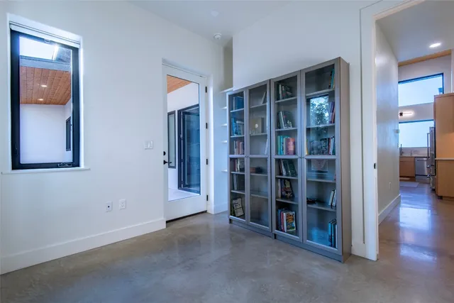 a view of empty room with empty racks