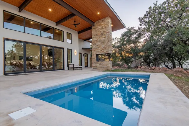 a view of a building with a street