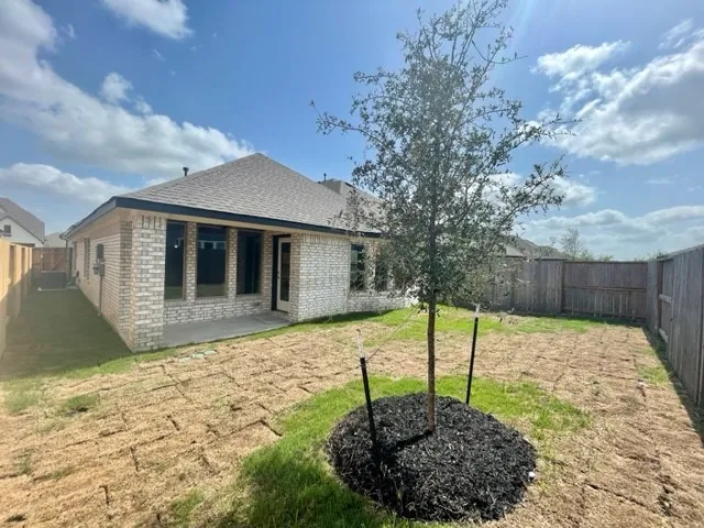 a brick building with a door