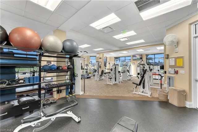 a view of a room with gym equipment