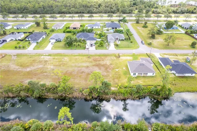 a view of a lake with a houses